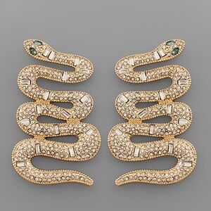 Crystal Pave Snake Earrings